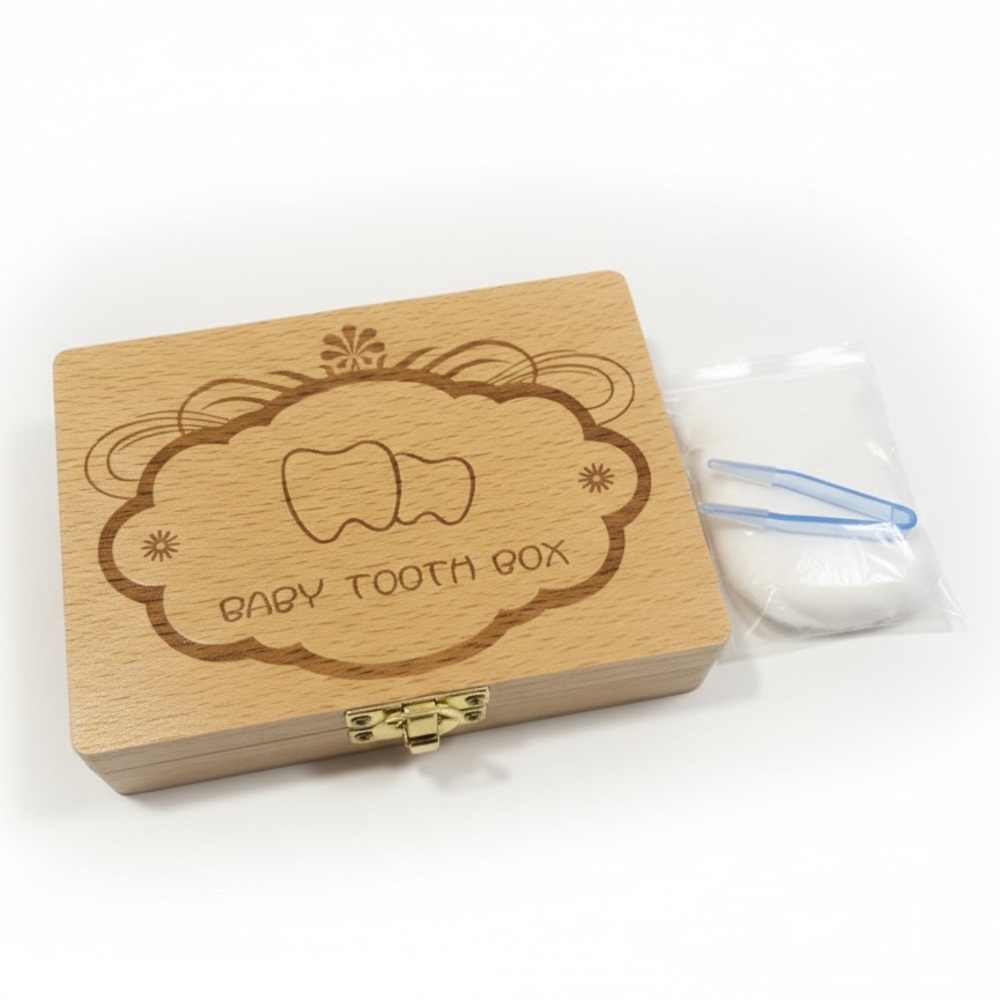 BNIB ❤️Wooden Baby Tooth Box Keepsake Organizer